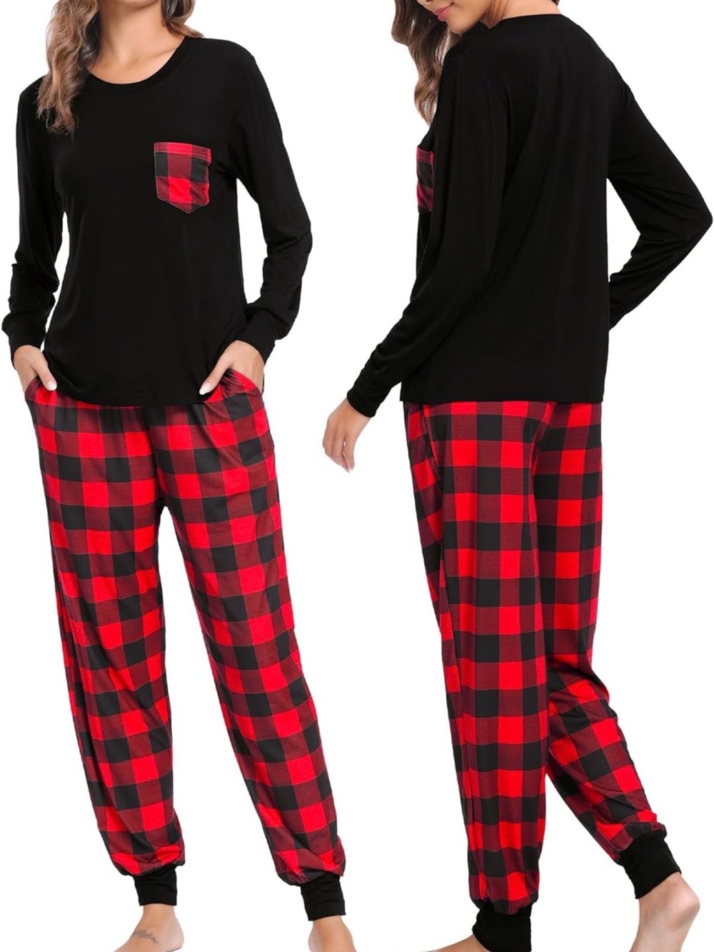 SWOMOG Women’s Pajamas Buffalo Plaid Pajama Set